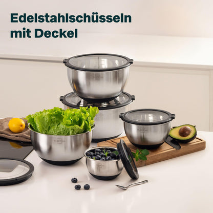 SILBERTHAL Edelstahl Rührschüsseln 5er Set mit Deckel