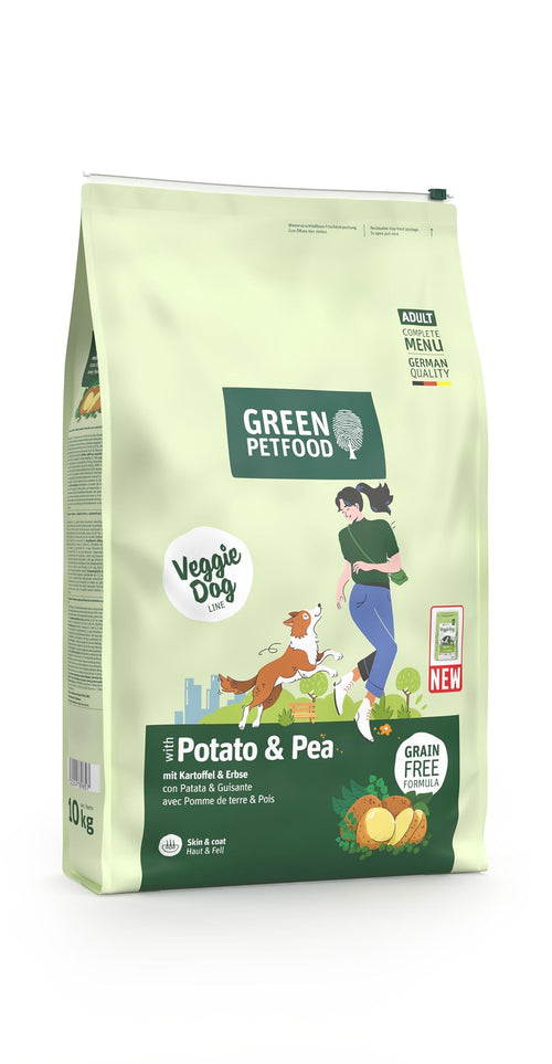 Green Petfood VeggieDog Trockenfutter Kartoffel & Erbse 10 kg, vegetarisches Hundefutter