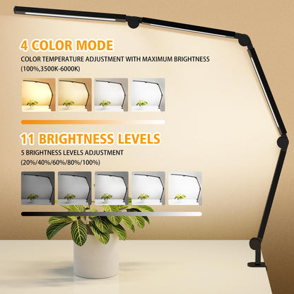 AILBTON LED Schreibtischlampe mit Clip, 3 Lichtquellen, dimmbar
