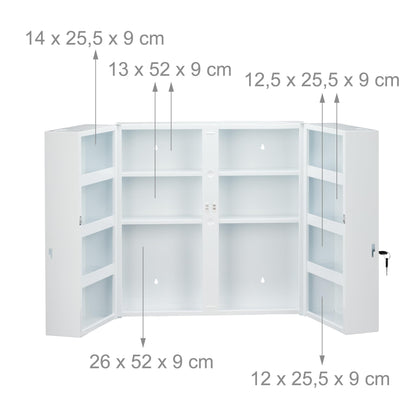 Relaxdays Medizinschrank XXL - abschliessbar, weiss