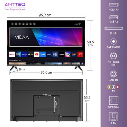 Antteq V43 Smart TV 43 Zoll FHD Vidaa OS Triple Tuner