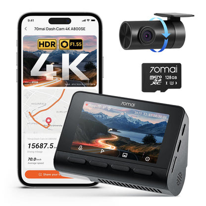 70mai A800SE Auto Dashcam Vorne/Hinten 4K GPS - inkl. 128GB SD
