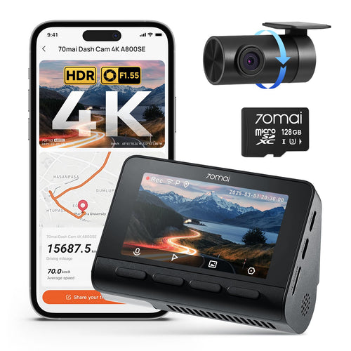 70mai A800SE Auto Dashcam Vorne/Hinten 4K GPS - inkl. 128GB SD