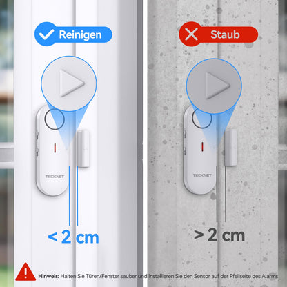 TECKNET Türalarm Fensteralarm Set, kabellose Alarmanlage, 9-teilig