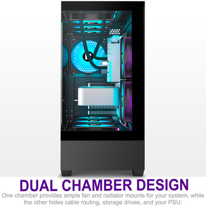 FOIFKIN F1 ATX Gaming PC Gehäuse - ARGB Lüfter, Panoramaglas, Type-C, Schwarz