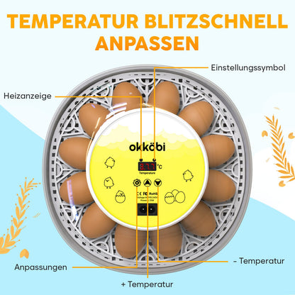 EggPro Brutautomat Vollautomatisch 12-24 Eier – Weiss-Gelb
