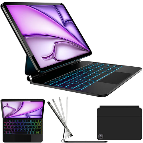 Nuflaz X7 Tastaturhülle - iPad Air 11" QWERTZ Schwarz Grau. Schützt iPad Air 11" und bietet QWERTZ-Tastatur für unterwegs.