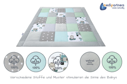 Medi Partners Baby Krabbeldecke Spielmatte - 120x120cm Mint Zoo