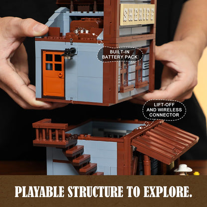 FUNWHOLE Old West Sheriff's Office Beleuchtung Klemmbausteine Set