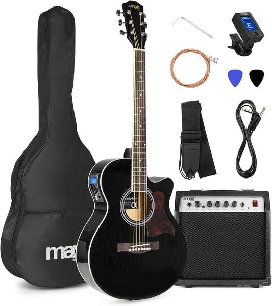 MAX ShowKit Elektro Akustik Gitarren Set 40W – Schwarz