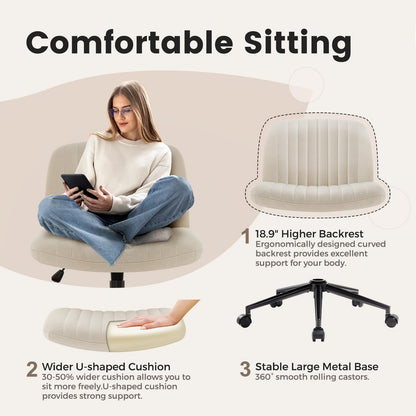 IWMH Bürostuhl Stoffpolsterung ohne Armlehnen - Beige