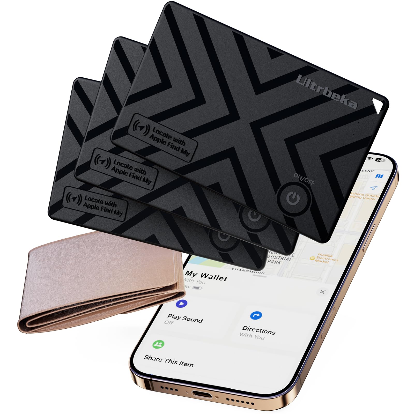 Ultrbeka Wallet Tracker, MFi-zertifiziert, für Apple Find My, 2,4 mm flaches Design