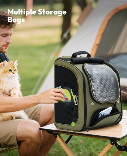 pecute Katzenrucksack Bubble, faltbar, mit Netzfenster, dunkelgrün