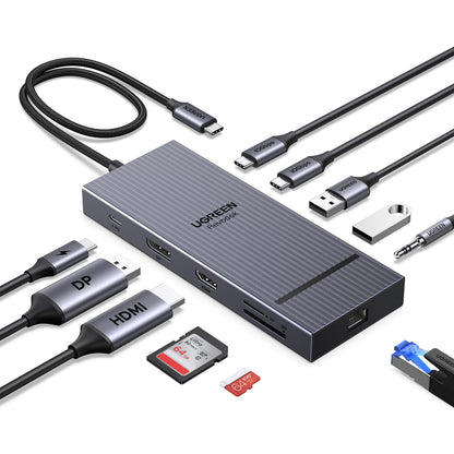 UGREEN Revodok Pro 2111 Dockingstation 2 Monitore 4K 100W PD mit HDMI-, DisplayPort-, USB- und LAN-Anschlüssen