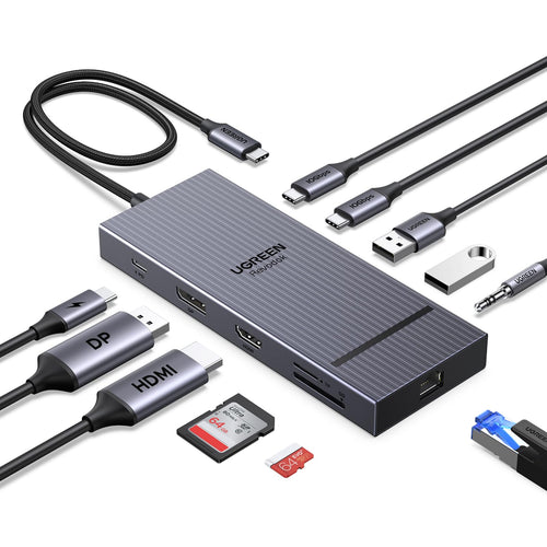 UGREEN Revodok Pro 2111 Dockingstation 2 Monitore 4K 100W PD mit HDMI-, DisplayPort-, USB- und LAN-Anschlüssen