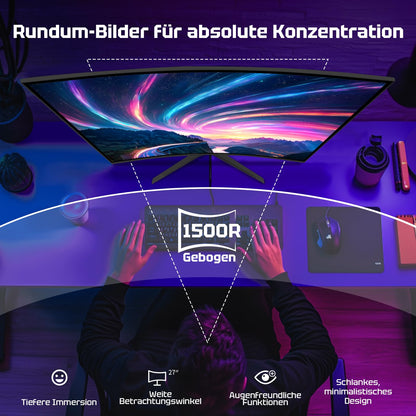 Amzfast AMZG27C1 Pro Curved Gaming Monitor - 27" FHD 240Hz