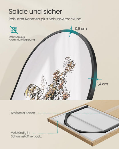 SONGMICS Ganzkörperspiegel, bogenförmiger Standspiegel, 150 x 40 cm