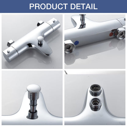 Premium Thermostat Badewannenarmatur Aufputz - Chrom