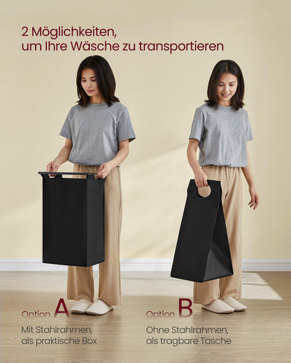 VASAGLE Wäschekorb 4 Fächer, 2 Ablagen - Vintagebraun-Schwarz BLH214B01