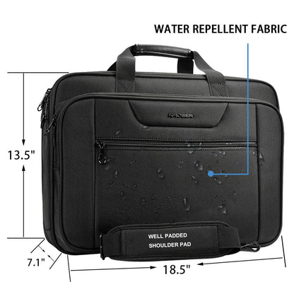 KROSER Laptoptasche 18 Zoll, erweiterbar, wasserabweisend, schwarz