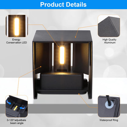 ledmo 4er LED Wandleuchten Innen/Aussen 12W warmweiss schwarz