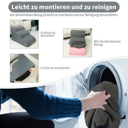 Nepfaivy Hundetreppe 3-stufig für kleine Hunde mit waschbarem Bezug