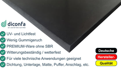 diconfa PROFILINE EPDM Gummistreifen - 400mm x 10mm x 750mm