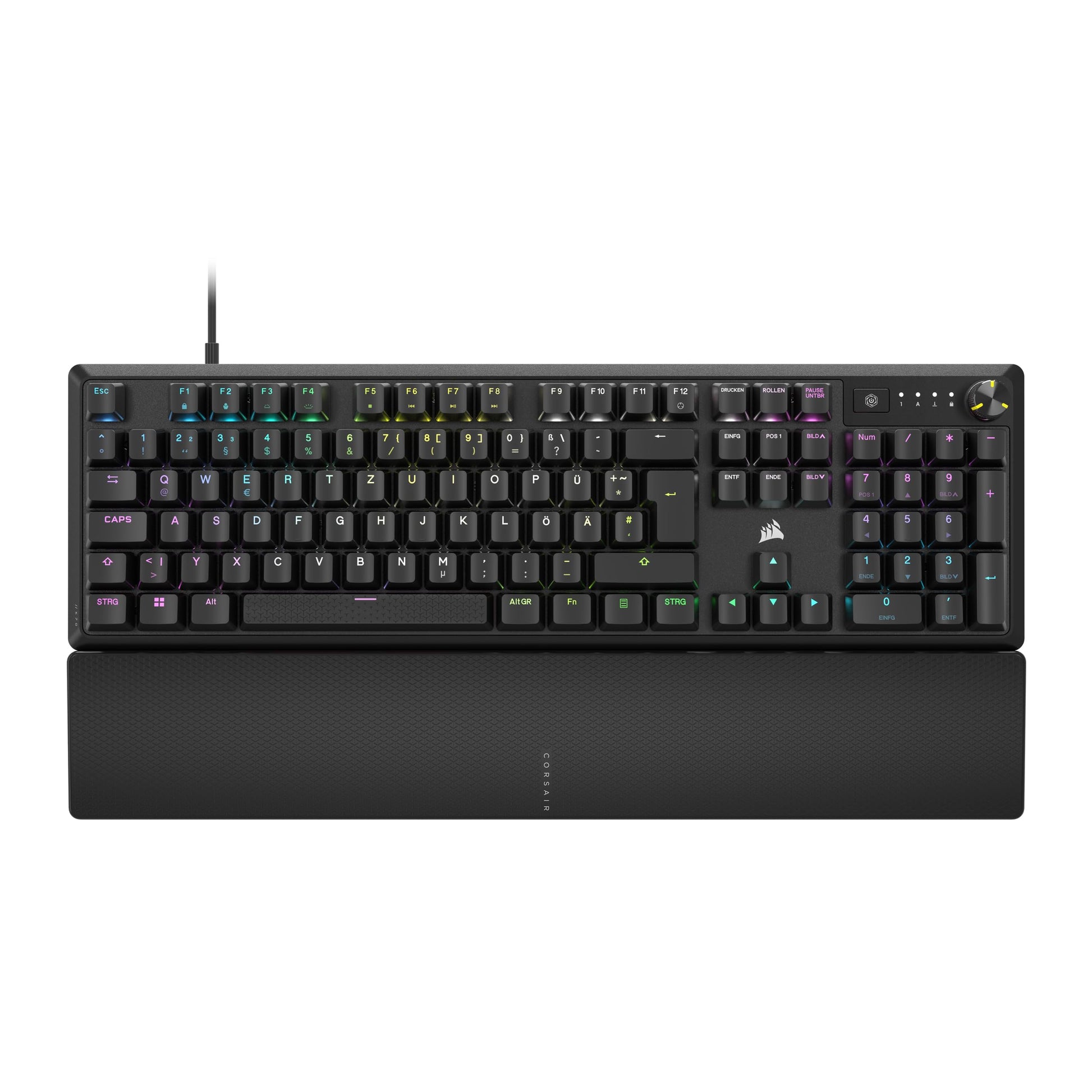 Corsair K70 CORE RGB Mechanische Gaming-Tastatur - QWERTZ DE Schwarz. QWERTZ-Layout, RGB-Beleuchtung. Ermöglicht präzise PC-Eingabe und Gaming-Steuerung.