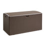 Amazon Basics Deckbox DB99 Aufbewahrungsbox Terrasse 375 l braun, Harz mit Flechtmuster zur Aufbewahrung im Aussenbereich