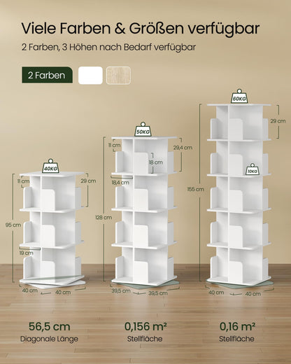 EUGAD Drehregal Bücherregal Raumteiler – 4 Ebenen MDF Weiss