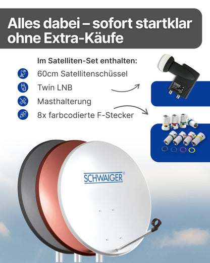 SCHWAIGER Satellitenschüssel Ø 60cm Komplettset - Anthrazit