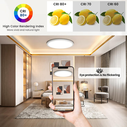 Tyreses LED-Deckenleuchte dimmbar 36W mit Fernbedienung, Ø 40 cm