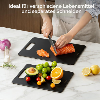 Culiex Holzfaser Schneidebrett 2er-Set, spülmaschinenfest, schwarz