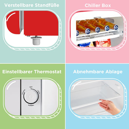 Comfee' RCD93RE2EURT(E) Mini Kühlschrank 93L Retro – Rot
