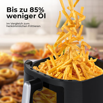 Balter Heissluftfritteuse 5,5 L Airfryer XXL mit Sichtfenster