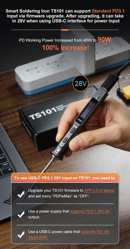 MINIWARE TS101 Digital Lötkolben USB-C 90W - BC2 Tip