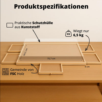 FLINQ Puzzleboard drehbar mit 6 Schubladen, Puzzletisch für 1000 Teile