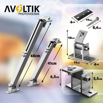 Avoltik Solarmodul-Halterung Aluminium 2er-Set verstellbar 15-30°
