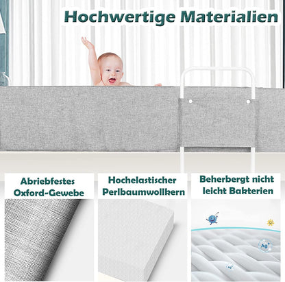 LZQ Bettgitter Rausfallschutz höhenverstellbar 180 cm grau