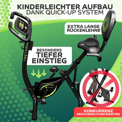 Tretmann 3in1 Ergometer klappbar – tiefer Einstieg