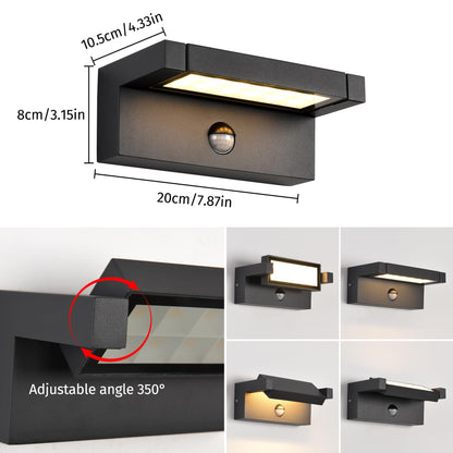 LED Wandleuchte Aussen/Innen 22W Bewegungsmelder Warmweiss – Schwarz