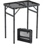 Anbte Campingtisch klappbar, 58x40 cm, höhenverstellbar, schwarz mit Metallgitter-Tischplatte