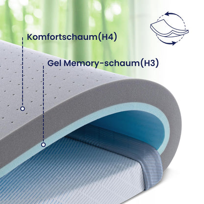 BedStory Gel Memory Foam Matratzentopper 180x200cm 10cm H3/H4