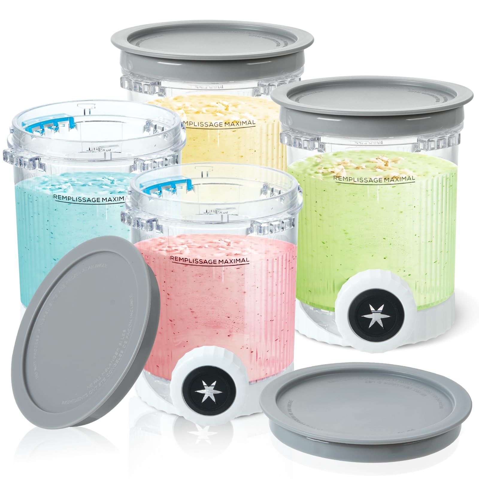 PCTTOIL Swirl Pints mit Deckel für Ninja CREAMi NC700/NC701, 4 Stück, cremefarbene Eisbehälter