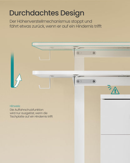 SONGMICS Elektrischer Höhenverstellbarer Schreibtisch 140x60cm weiss