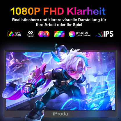 XYZ 18.5 Zoll Tragbarer 120Hz Gaming Monitor FHD