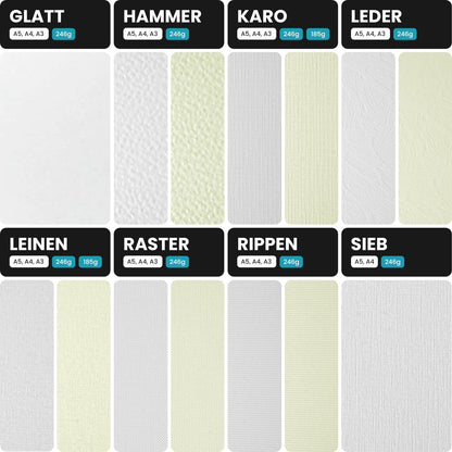 Netuno Strukturkarton Creme gerippt DIN A4 246g