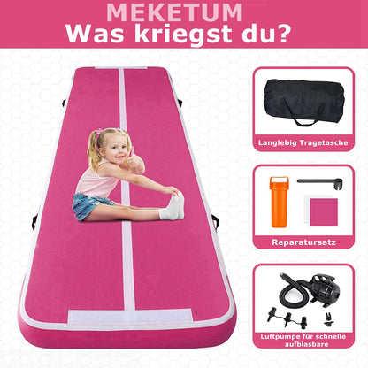 MEKETUM Airtrack Turnmatte aufblasbar, 3 m, 10 cm dick, Rosa