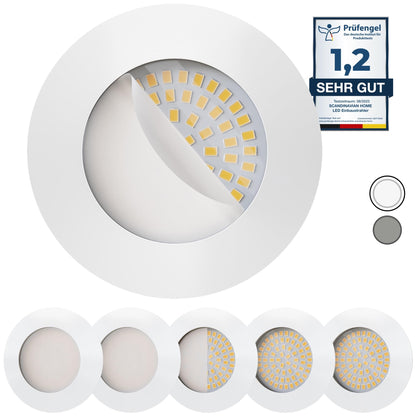 Scandinavian home 6er Set LED Einbaustrahler Warmweiss Weiss-Matt IP44