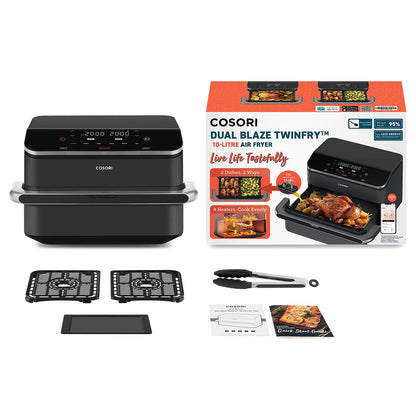 COSORI Dual Blaze TwinFry 10L Heissluftfritteuse – 2 Kammern Schwarz